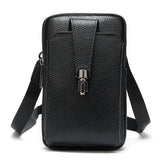 Men Leather Waist Bag Soft Embossed Leather Belt Shoulder Packet