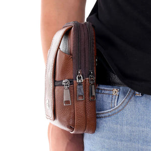Men Leather Waist Bag Large Capacity Belt Bag Brown Shoulder Bags