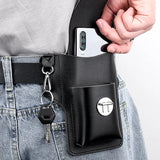 Men Leather Waist Bag Large Capacity Brown Shoulder Crossbody Belt Bag