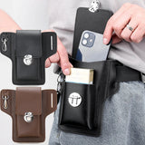 Men Leather Waist Bag Large Capacity Brown Shoulder Crossbody Belt Bag