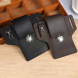 Men Leather Waist Bag Large Capacity Multi-layer Buckle Bum Packs