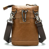 Men Leather Waist Bag Male Shoulder Messenger Bag Retro Packet
