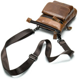 Men Leather Waist Bag Male Shoulder Messenger Bag Retro Packet