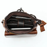 Men Leather Waist Bag Male Shoulder Messenger Bag Retro Packet
