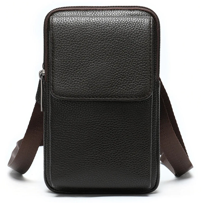 Men Leather Waist Bag Multifunction Outdoor Wear Mobile Phone Belts