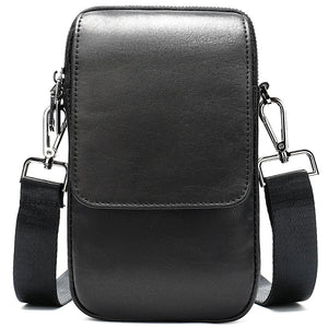 Men Leather Waist Bag Outdoor Leisure Bag Diagonal Small Square Package Belt Mob