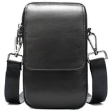 Men Leather Waist Bag Outdoor Leisure Bag Diagonal Small Square Package Belt Mob