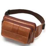 Men Leather Waist Bag Outdoor Pockets Chest Bag Man Shoulder Packet