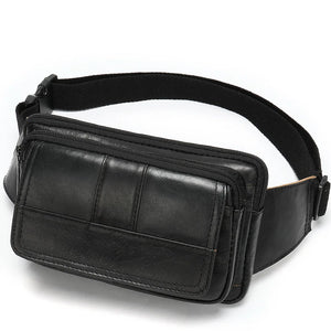 Men Leather Waist Bag Outdoor Pockets Chest Bag Man Shoulder Packet