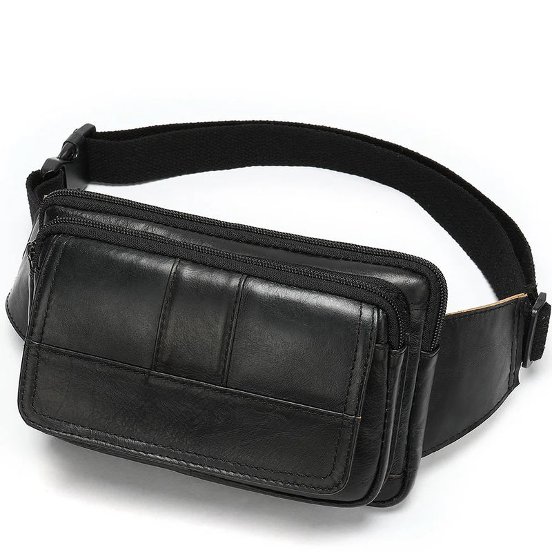 Men Leather Waist Bag Outdoor Pockets Chest Bag Man Shoulder Packet