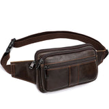 Men Leather Waist Bag Outdoor Pockets Chest Bag Man Shoulder Packet