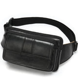 Men Leather Waist Bag Outdoor Pockets Chest Bag Man Shoulder Packet