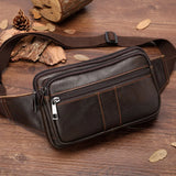 Men Leather Waist Bag Outdoor Pockets Chest Bag Man Shoulder Packet