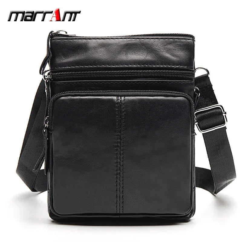 Men Leather Waist Bag Retro Business Casual Shoulder Messenger Bag