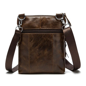 Men Leather Waist Bag Retro Business Casual Shoulder Messenger Bag