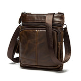 Men Leather Waist Bag Retro Business Casual Shoulder Messenger Bag