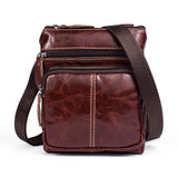 Men Leather Waist Bag Retro Business Casual Shoulder Messenger Bag