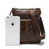 Men Leather Waist Bag Retro Business Casual Shoulder Messenger Bag