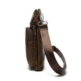 Men Leather Waist Bag Retro Business Casual Shoulder Messenger Bag