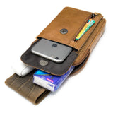 Men Leather Waist Bag Retro Shoulder Bag Versatile Belt 6.5 Inch Cell Phone Pock