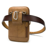 Men Leather Waist Bag Retro Shoulder Bag Versatile Belt 6.5 Inch Cell Phone Pock