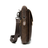 Men Leather Waist Bag Retro Shoulder Bag Versatile Belt 6.5 Inch Cell Phone Pock