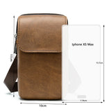 Men Leather Waist Bag Retro Shoulder Bag Outdoor Phone Pockets Waist Pack Bag