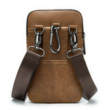 Men Leather Waist Bag Retro Shoulder Bag Outdoor Phone Pockets Waist Pack Bag