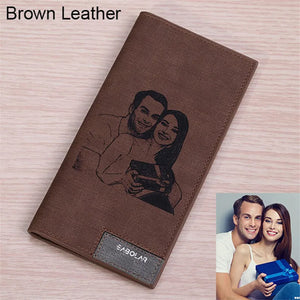 Custom Photo Engraved Men's Bifold Wallet - Personalized Picture Purse