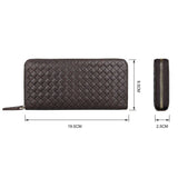 Men Long Wallet Cow Leather 100% Baby Cow Leather Woven Clutch Bag