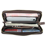 Men Long Wallet Cow Leather 100% Baby Cow Leather Woven Clutch Bag