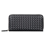Men Long Wallet Cow Leather 100% Baby Cow Leather Woven Clutch Bag
