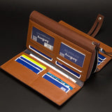 Men Leather Business Long Wallet Clutch Mobile Phone Bag