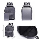 Gray Canvas Backpack 15inch Laptop College School Bag Rucksack