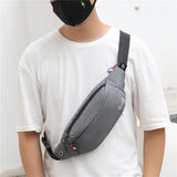Men Grey Waist Bag Pack Functional Large Belt Pouch