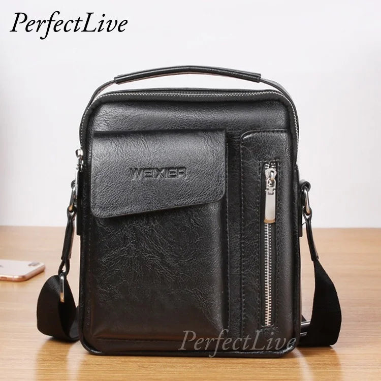 Men Leather Messenger Bag Crossbody Sling Briefcase
