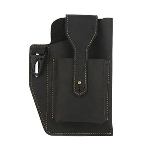 Men Multi-Function Leather Fanny Waist Bag Sports Belt Bum Pouch