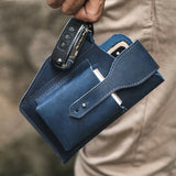 Men Multi-Function Leather Fanny Waist Bag Sports Belt Bum Pouch