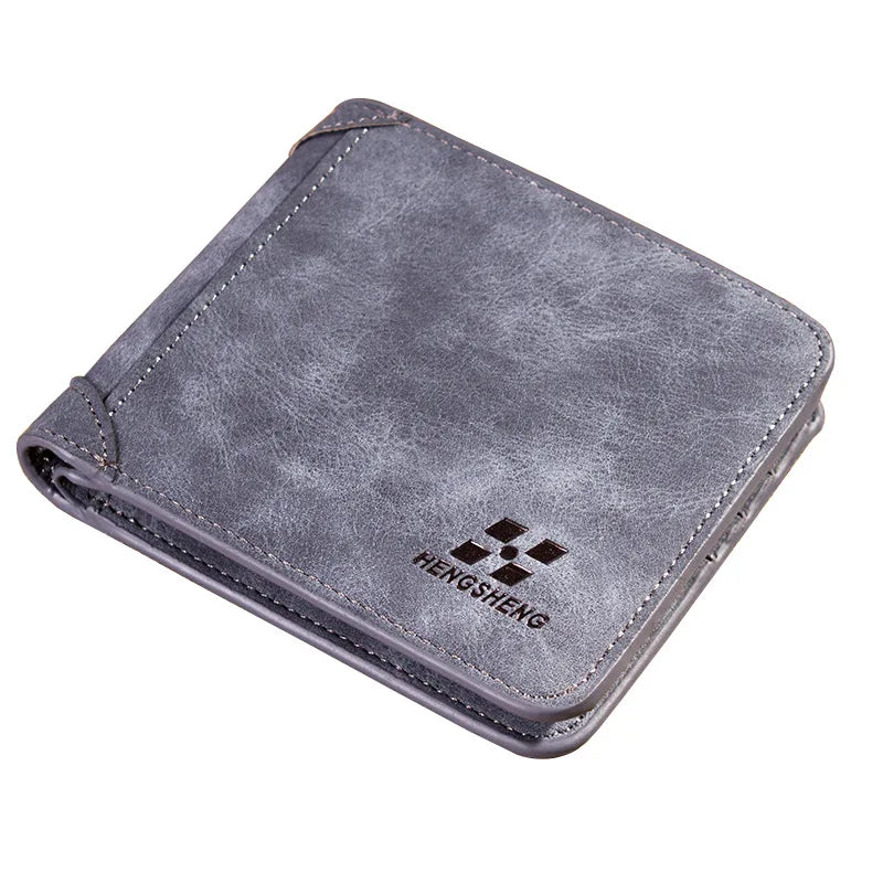 Men Wallet Short Frosted Leather Retro Two Fold Wallet