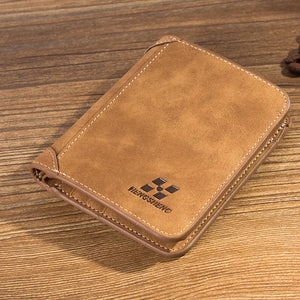 Men Wallet Short Frosted Leather Retro Two Fold Wallet