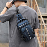 Men Nylon Backpack Rucksack Cross body Shoulder Bag USB Charging Port