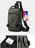 Men Nylon Backpack Rucksack Cross body Shoulder Bag USB Charging Port