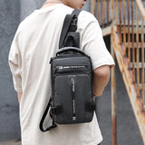 Men Nylon Backpack Rucksack Cross body Shoulder Bag USB Charging Port Travel