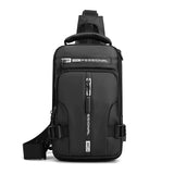 Men Nylon Backpack Rucksack Cross body Shoulder Bag USB Charging Port Travel
