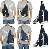 Men Nylon Sport Sling Shoulder Small Bag Chest Pack Backpack USB Charging