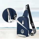 Men Nylon Sport Sling Shoulder Small Bag Chest Pack Backpack USB Charging