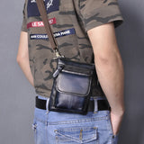 Men Oil Wax Leather Shoulder Satchel Bag Phone Pouch Hook Belt Fanny Waist Bag