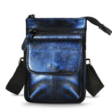 Men Oil Wax Leather Shoulder Satchel Bag Phone Pouch Hook Belt Fanny Waist Bag