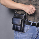 Men Oil Wax Leather Shoulder Satchel Bag Phone Pouch Hook Belt Fanny Waist Bag