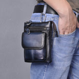 Men Oil Wax Leather Shoulder Satchel Bag Phone Pouch Hook Belt Fanny Waist Bag